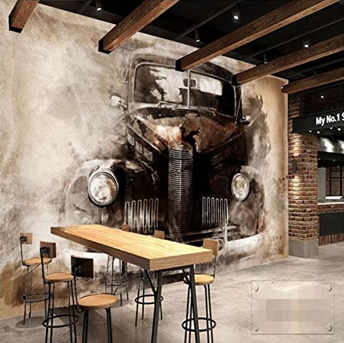 fsdgdf Papier peint intissé Voiture en lambeaux rétro nostalgique de style européen Décoration Murale Poster Tableaux Muraux Tapisserie Photo Trompe l'oeil...