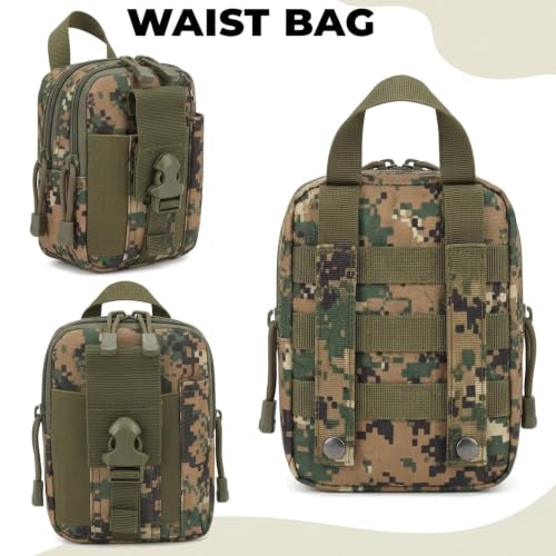 Image of Kraptick Tactical Waist Pouch MOLLE Belt Bag for Men - Heavy Duty Water Resistant EDC Utility Gadget Pouch Small Military Travel Waist Pack with Mobile Phone Holder for Hiking Camping (Green)