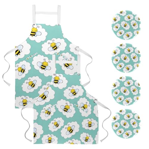Tablier de cuisine lot de 2 anti-taches pour pâtisserie avec broches