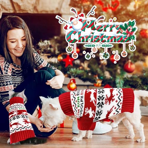 TENGZHI Dog Sweaters Christmas Outfits Costume Puppy Cat Winter Warm Knitwear Pullover Sweatshirt Pet Clothes(Running Reindeer,XS) - Image 4