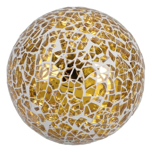 LIFKOME Esfera Decorativa con Diseño De Azulejos Dorada 8 Cm, Bola De Cristal Ligera Resistente, Adorno para Escritorio y Centro De Mesa para Decoración del Hogar y Festividades, Pieza Individual