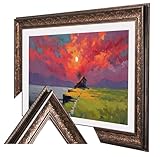 Vintage Dark Walnut TV Frame – Carved Decorative Bezel for Wall Mounted Flat Screens – Universal Fit for All TVs (85 inch)