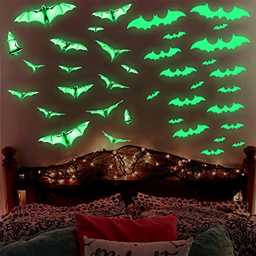 HUHUTU Pegatinas luminosas de pared para ventanas y fiestas de Halloween, murciélago