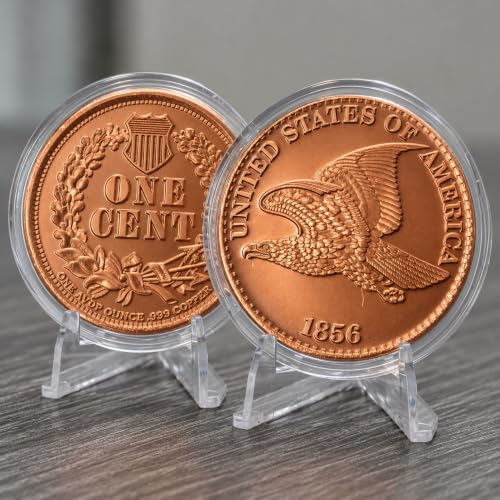Image of 1856 Flying Eagle Cent Design 1 oz Pure .999 Copper Round Collectible Jumbo 39mm Coin in Capsule - COA by Heavenly Metals
