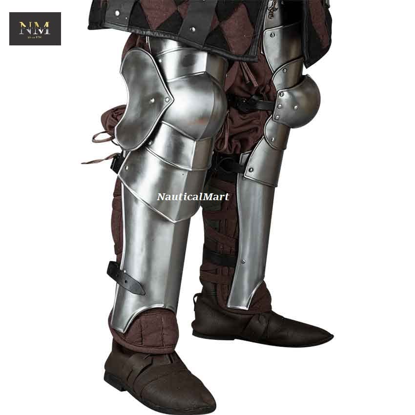 Steel Markward Armour Set Breastplate Cuirass Arm/Leg Guard Gorget/Shoulder Armor Medieval LARP Crusaders Armor Costume (Full Leg Armor)
