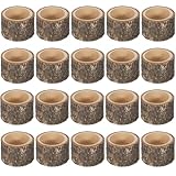 SHENLIU 20 PCS Wooden Tea Light Candle Holders, Rustic Wood Votive Candle Holders, Rustic Wood Votive Candles Holder for Table Decoration Vintage Tealight Holder Candles Stands Bulk for Wedding