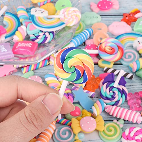 Holicolor 120pcs Slime Charms Resin Fake Candy Charms Kawaii Cute Set Mixed Assorted Sweets Flatback Slime Beads Making Supplies for DIY Craft Making and Ornament Scrapbooking3