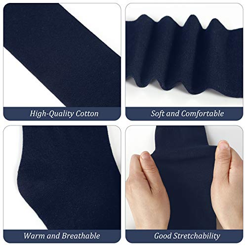 Chalier 4 Pairs Girls Knee High Socks Cotton Knit Over Craft Thigh High Socks For Baby Toddler School Uniform(Dark Blue,Medium) #TOP1