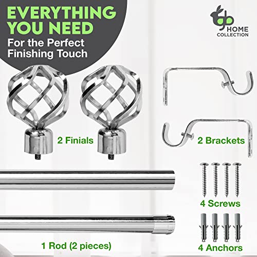 Gb Home Adjustable Curtain Rods For Windows 28 To 48 Inch, Chrome Single Drapery Rods With Stylish Twisted Cage Finials #TOP2