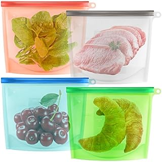 Reusable Silicone Food Storage Bag Set of 4, maxin Silicone Preservation Bag Airtight Seal Food Storage Container for Fruits Vegetables Meat Preservation Airtight Container Versatile Cooking Kitchen
