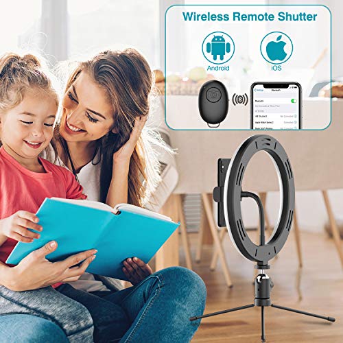 10" Selfie Ring Light With Tripod Stand & Phone Holder, Dimmable Desk Led Makeup Ring Light For Live Streaming/Zoom Meetings/Youtube Video/Vlog, Compatible With Smart Phones #TOP5