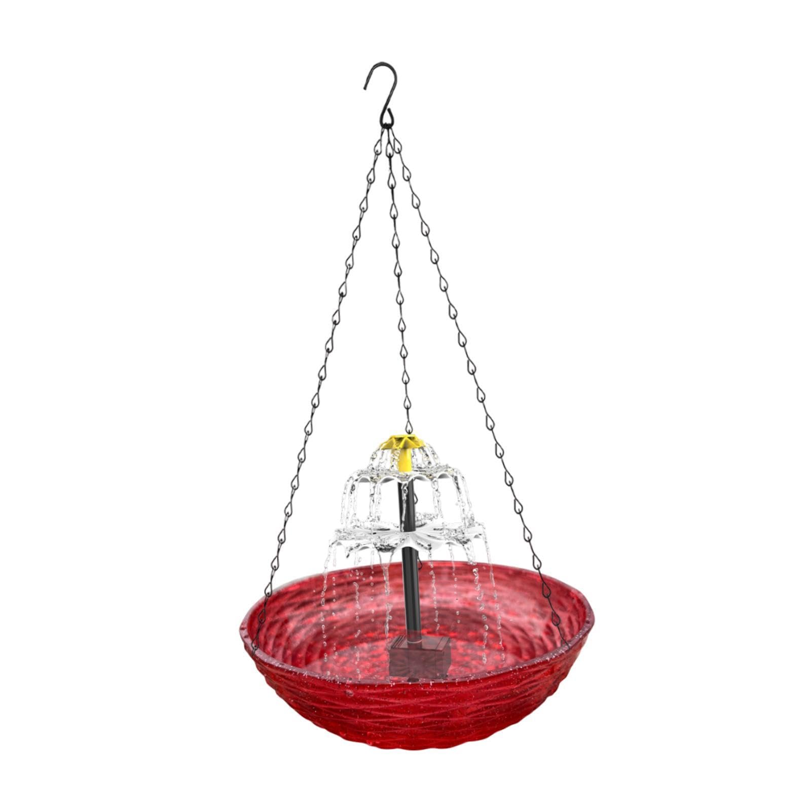 Bain d'oiseau solaire Sharplace rouge de 23,5 cm pour balcon et jardin