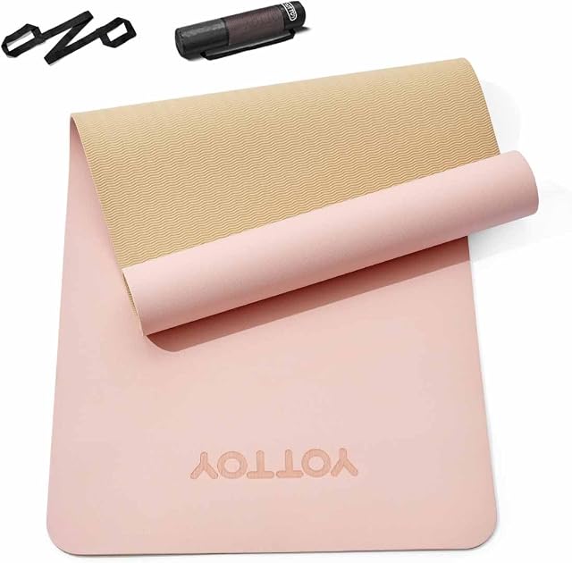 YOTTOY Yoga Mat,Extra Thick Yoga Mat (1/2inch),Professional TPE Exercise Mat,Non-Slip Workout Mat for Yoga, Pilates, Fitness, Barefoot Workouts, Home Gym Studio with Strap