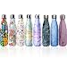 Y-Chen Double Walled Stainless Steel Vacuum Water Bottle, Portable Travel Sports Leak-Proof No Sweat Cola Shape Bottle Keep You Drink Cold & Hot,17oz(500ml) Purple Flower