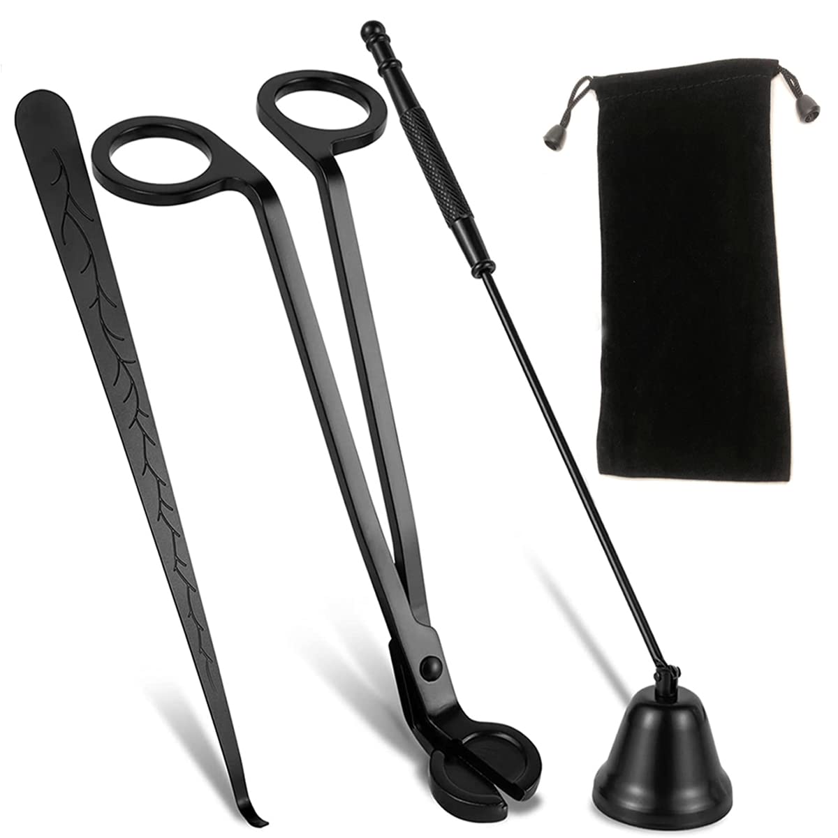 QeeHeng Candle Snuffer,Candle Wick Trimmer,Wick Dipper,3 in 1 Candle Wick Trimmer Set Candle Tool Accessories,Elegant Present Gift for Candle Lovers (Black)