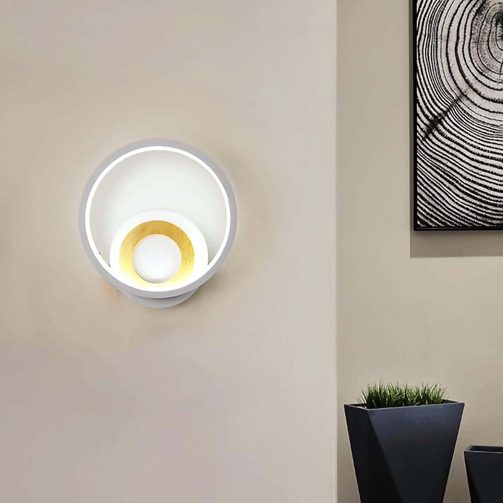 Appliques Murales À Anneau Led 14W, Corps De Lampe En Alumi+ Abat-Jour Acrylique, Appliques De Chevet Minimalistes Nordiques Pour Chambre D'Enfant, Couloir, Cage D'Escalier/Warm Light