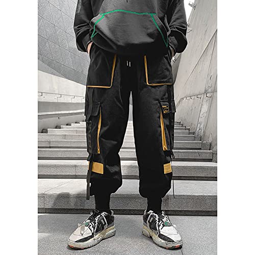 Astellarie Mens Techwear Elastic Waist Jogger Cargo Pants Streetwear Hip Hop Harem Pants with Multi Pockets4