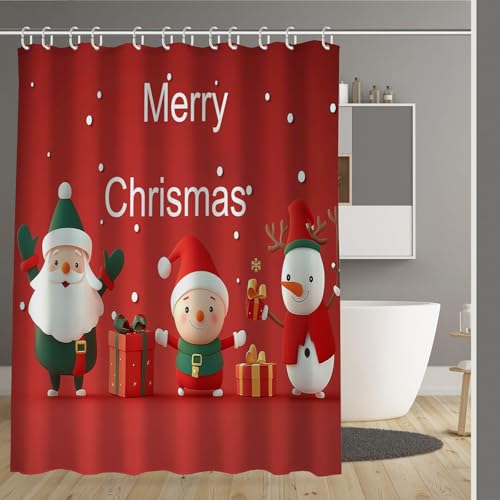 Rideau de douche 180x180cm cerf Noël en tissu polyester imperméable - 2