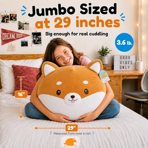 Image of Jumbo Shiba Inu Dog Plush Pillow - 29 Inch Large Squishy Giant XXL Stuffed