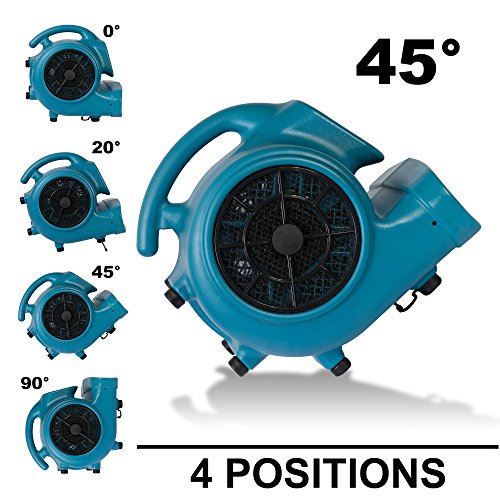 Image of XPOWER X-430TF Pro 1 /3 HP 2000 CFM Centrifugal Air Mover, Carpet Dryer, Floor Fan, Blower, Timer, Filter, for Water Damage Restoration, Janitorial, Plumbing, Home Use,Blue
