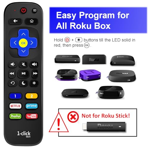 1-Clicktech Remote for Roku TVs and Players Express Premiere Ultra [2-in-1 w/TV Power+Volume] [NOT for Roku Stick] by 1-clicktech - Used condition - Image 2