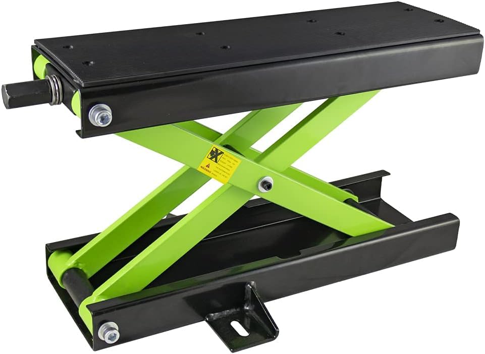 Cric Sollevatore per Motocicletta Crick Cavalletto Alzamoto Martinetto idraulico per Moto Capacità di Sollevamento Massima 500 Kg Dimensioni piattaforma 75x350mm ideale per officina, gommista, garage
