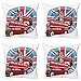 ABAKUHAUS Londres Set de 4 Fundas para Cojín, British Metropol Ciudad, Estampado Digital en Ambos Lados y Cremallera, 60 cm x 60 cm, Multicolor