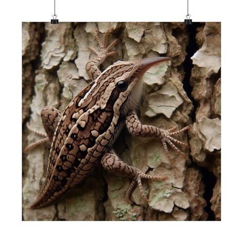 A Brown Creeper Scaling Oak Bark in Indiana - Made in USA - 18x18 Inch Matte Poster