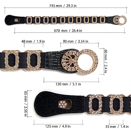 Elastic Stretch Belt for Women Waist Belt for dress Golden Buckle Bling Stylish Belt 7