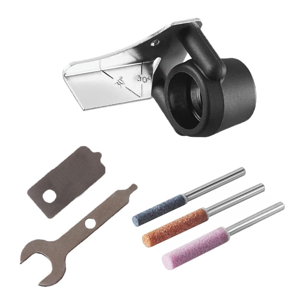 SEIWEI Electric Chainsaw Sharpener Kit - Comes with 3 Grinding Stones, Spacer,Wrench,Chain Saw Sharpener Attachment