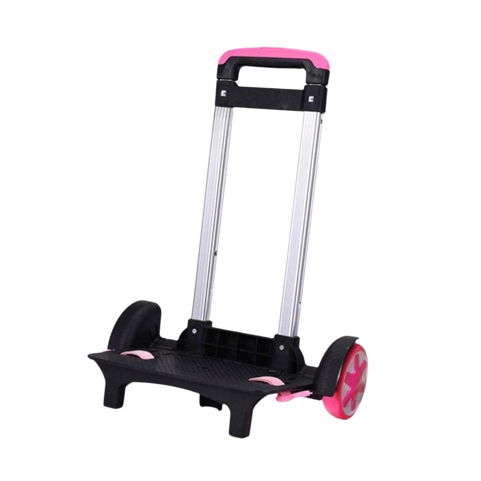 Carrello Zaino Telescopico Alluminio Supporto Pieghevole Multifunzione Trolley Bagaglio Portatile con Base Leggera Adatto per Scuola Viaggio Campeggio, Rosa Rossa