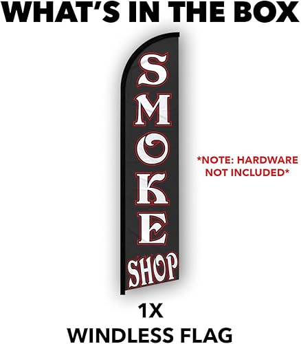 Miniatura 4 de Infinity Republic - Bandera de manga completa sin viento de Smoke Shop (negro) - Perfecto para tiendas de humo, negocios, tiendas de vapeo, ferias