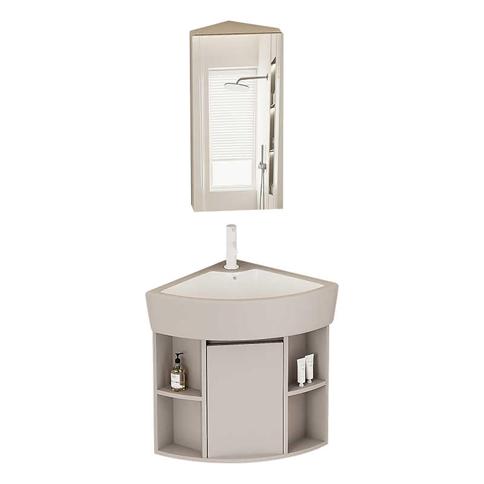 DFGHNBVC Wall Mounted Bathroom Vanity Sink Combo With Mirror Cabinet And Faucet, Space-Saving Design For Laundry, Kitchen, And Shower Rooms,48Cm