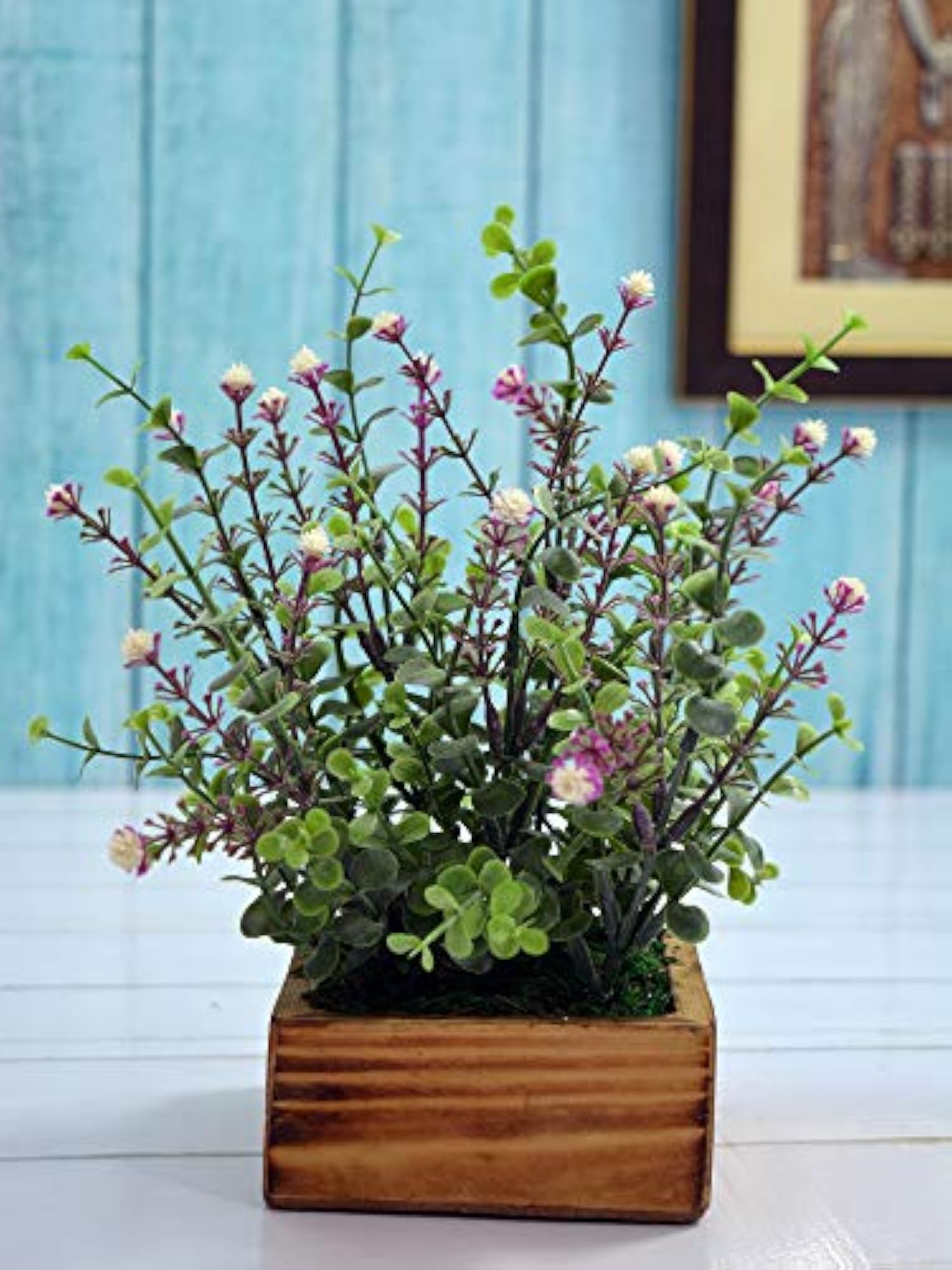 Artificial Plant Huckleberry Bush with Wood Pot