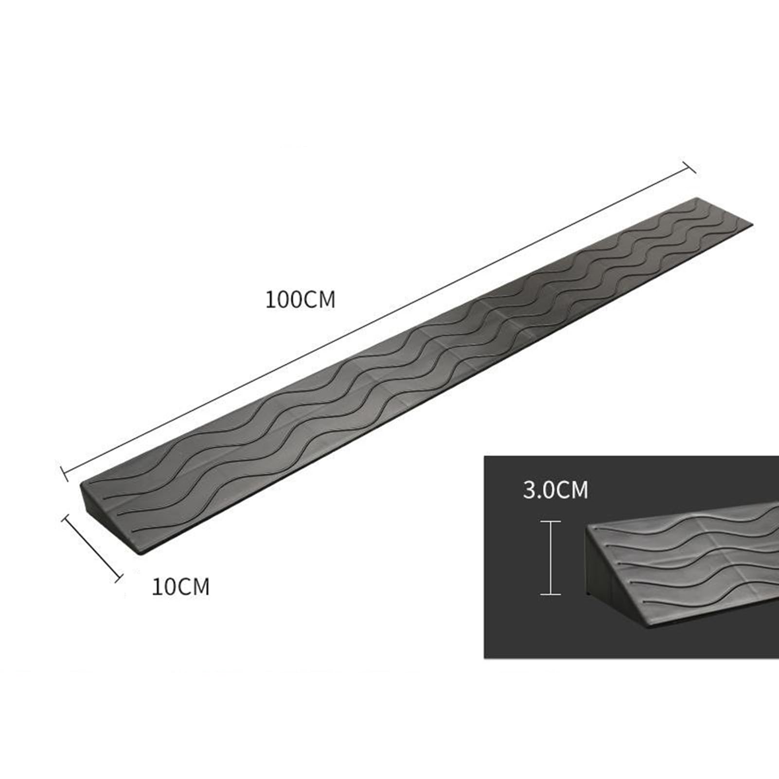 Rubber Curb Ramps Heavy Duty Driveway Curb Ramp, Rubber Threshold Ramp, Car Slope Ramp for Sidewalk Cars Rv Trucks Shed Access Bike Pets Scooter Wheelchair (A 100x10x4.5cm)
