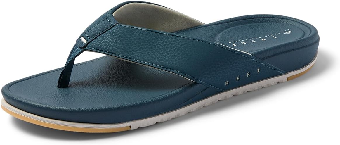 REEF Cushion Bonzer Men's Flip Flop, Ultra Soft Cushion Footbed, Deep Sea/White, 7