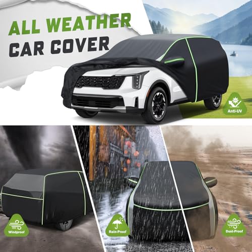Image of Mixsuper Liner Car Cover for Kia Sorento 2003-2026, 7 Layers Full Car Cover All Weather Car Covers for Sorento, Waterproof Outdoor Cover with Zipper Door Reflective Strips