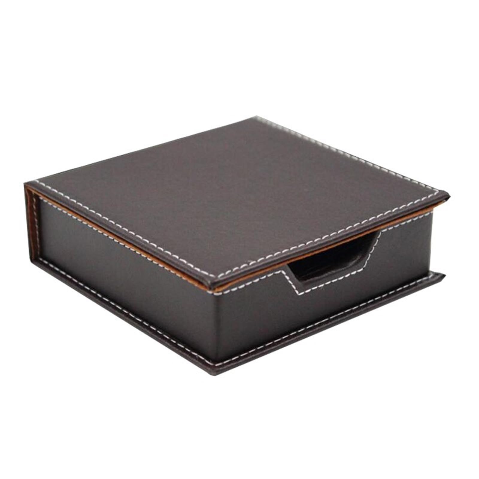 Yangshe Brown Pu Leather Memo Box 2-Pack Desk Organizer For Cards Notes Office Supplies