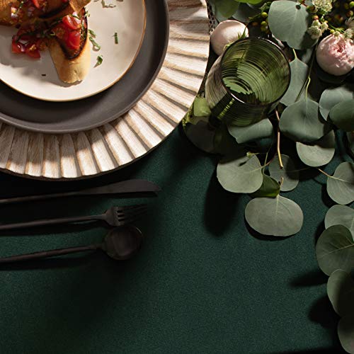 Image of Gee Di Moda Rectangle Tablecloth - 90 x 132 Inch Hunter Green Table Cloth for 6 Foot Tables with Floor-Length Drop - Heavy Duty Washable Fabric for Holiday Party, Dinner, Weddings & Baby Shower