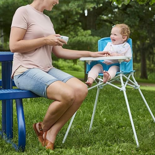 Image of Regalo My Portable High Chair, Foldable High Chair for Babies & Toddlers, Indoor /Outdoor Baby Chair, Travel High Chair with Tray & Cup Holder, Aqua