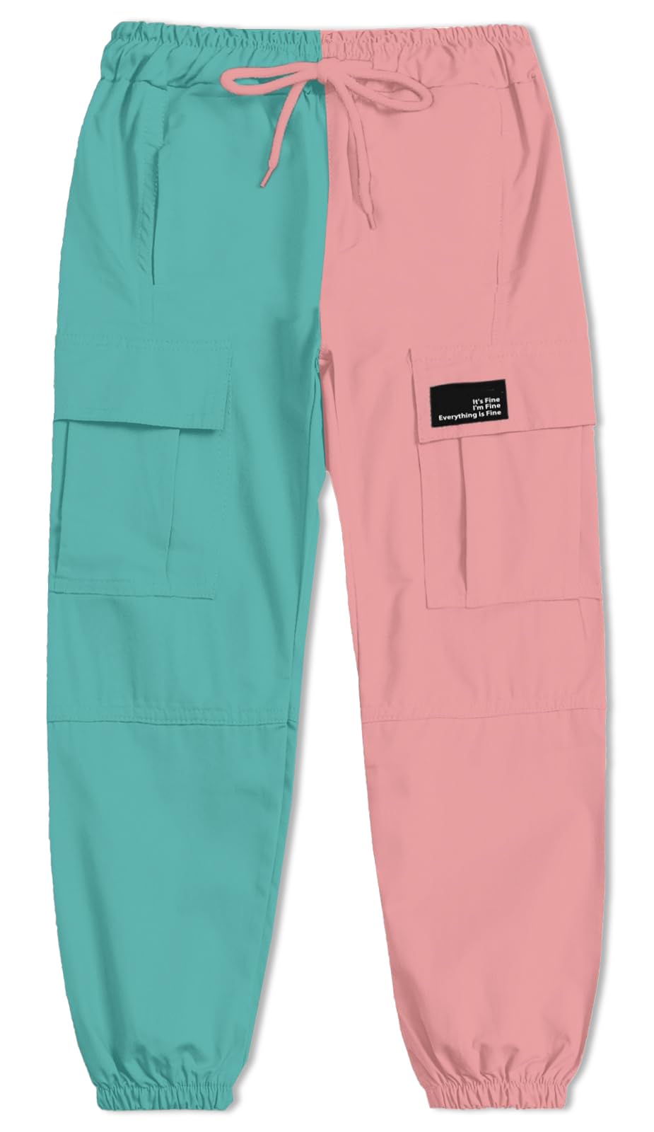 Cromoncent Girls&amp;Womens Cargo Pants Elastic Waist Lightweight Outdoor Jogger Pants, 6 Years - XX-Large
