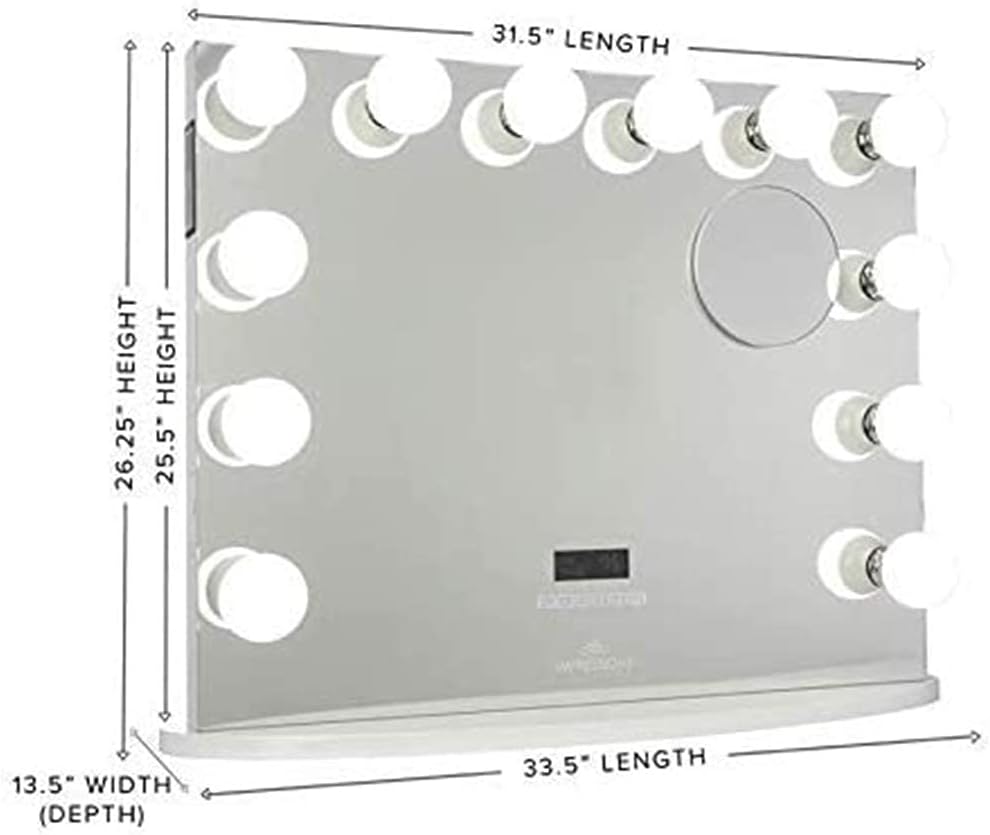 One-Day Sale: Up to 70% Off IMPRESSIONS Hollywood Premiere Plus Vanity Mirror with 12 LED Bulb, 3X Magnifying Mirror with 2 USB Ports and Wireless Bluetooth Speaker (White) Buy 2 get 3 IMPRESSIONS Hollywood Premiere Plus Vanity Mirror with 12 LED Bulb, 3X Magnifying Mirror with 2 USB Ports and Wireless Bluetooth Speaker (White)