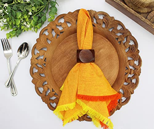 Cotton Craft Wood Napkin Rings - Set Of 12 Handmade Chunky Octagon Dining Table Napkin Holder - Everyday Harvest Fall Thanksgiving Holiday Christmas Celebration Festive Party Gift Décor -Dark Natural #TOP6