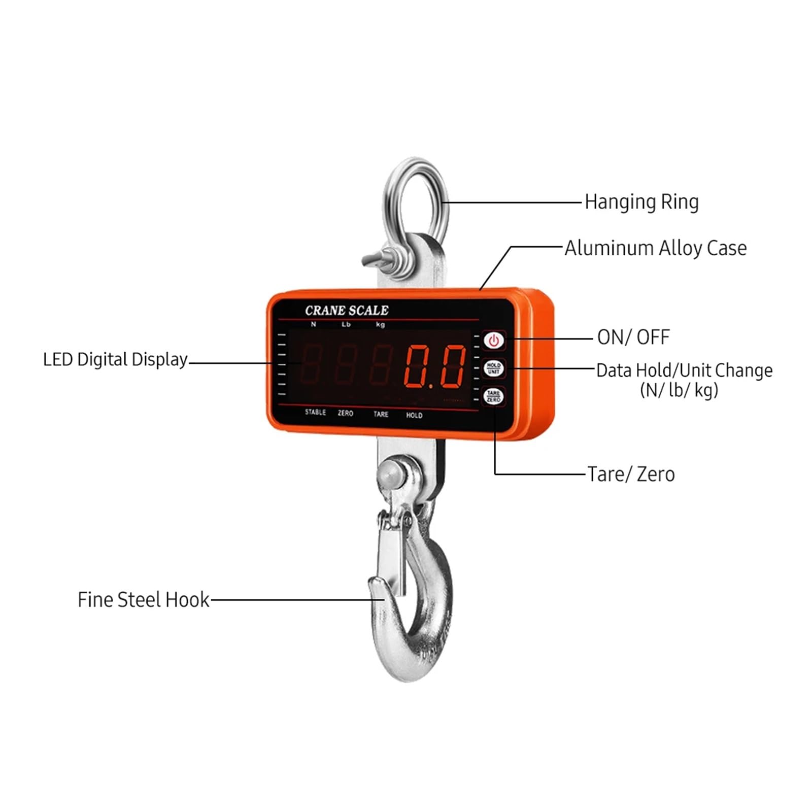 Báscula colgante digital, Báscula colgante digital de 1500 kg/1000 kg/500 kg Báscula electrónica de control remoto Báscula de grúa de alta resistencia Báscula de gancho industrial LED regulable para g