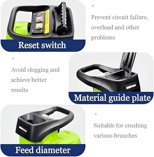 2800W Electric Garden Shredder - Heavy Duty Wood Chipper for Efficient Yard Waste Cleanup, Powerful Leaf Mulcher, Mulching Machine for Garden Maintenance and Composting