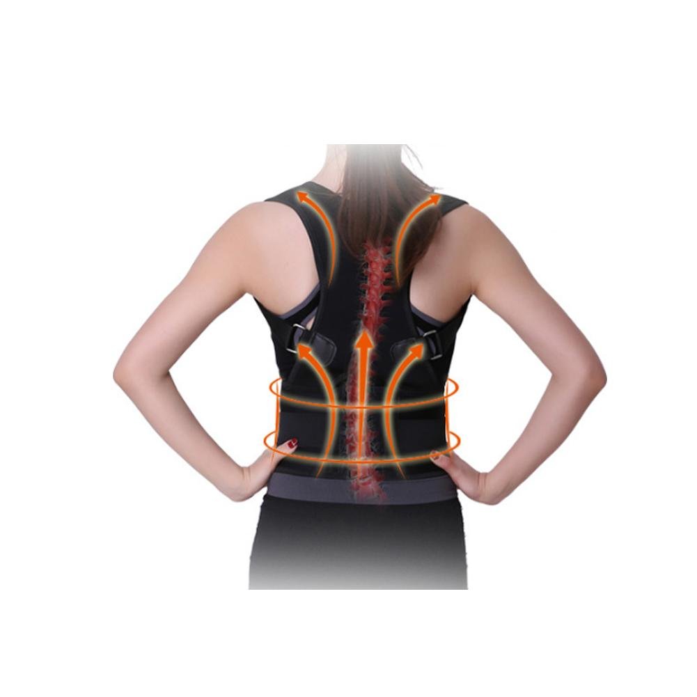 Bretelles de colonne vertébrale magnétique pour homme et femme (noir, S)