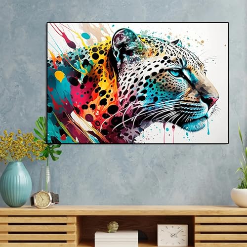 Art mural coloré grand format en toile de tigre abstrait TONGYINLI 70 x 100 cm