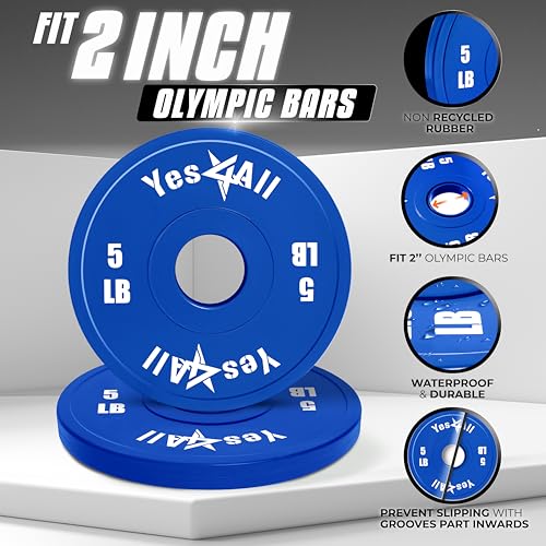 Image of Yes4All Fractional Weight Plates Set, Available In Steel And Rubber, Set of 2 /4 /6 Plates in 1.25LB, 2.5LB, or 5LB Sizes, Micro Change Plates for Dumbbell and Olympic Barbell Weightlifting