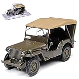 Das Fahrzeug ist ca 9 cm lang Unbekannt 1/4 TON Army Truck Grün Jeep Willys USA Army 2. Weltkrieg mit Dach 1/43 Modellcarsonline Modell Auto