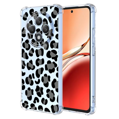 Clear Cover per Oppo Reno 12F 4G 5G Reno 12 FS 4G 5G Motivo Fiori Floral Custodia Trasparente Antiurto Morbido Bumper Case - Leopard tpu